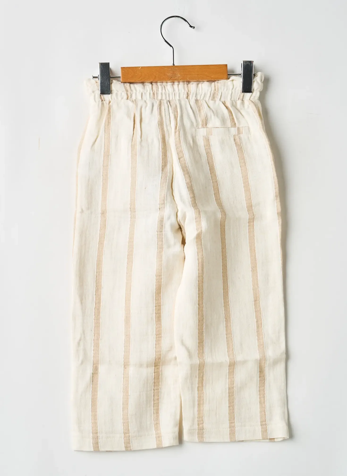 Pantalon Droit Levv Label Beige Taille Élastique