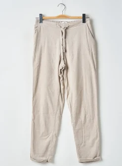 Pantalon Droit Mango Beige Taille Normale