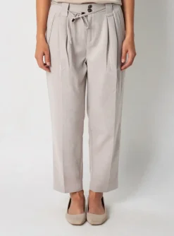 Pantalon Droit Mango Gris Taille Haute