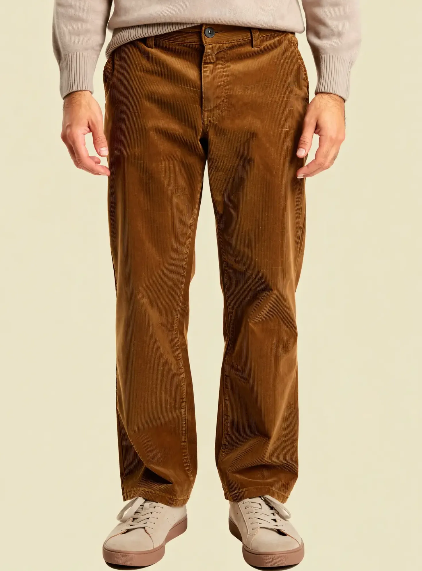 Pantalon Droit Mat De Misaine Marron Clair Taille Normale