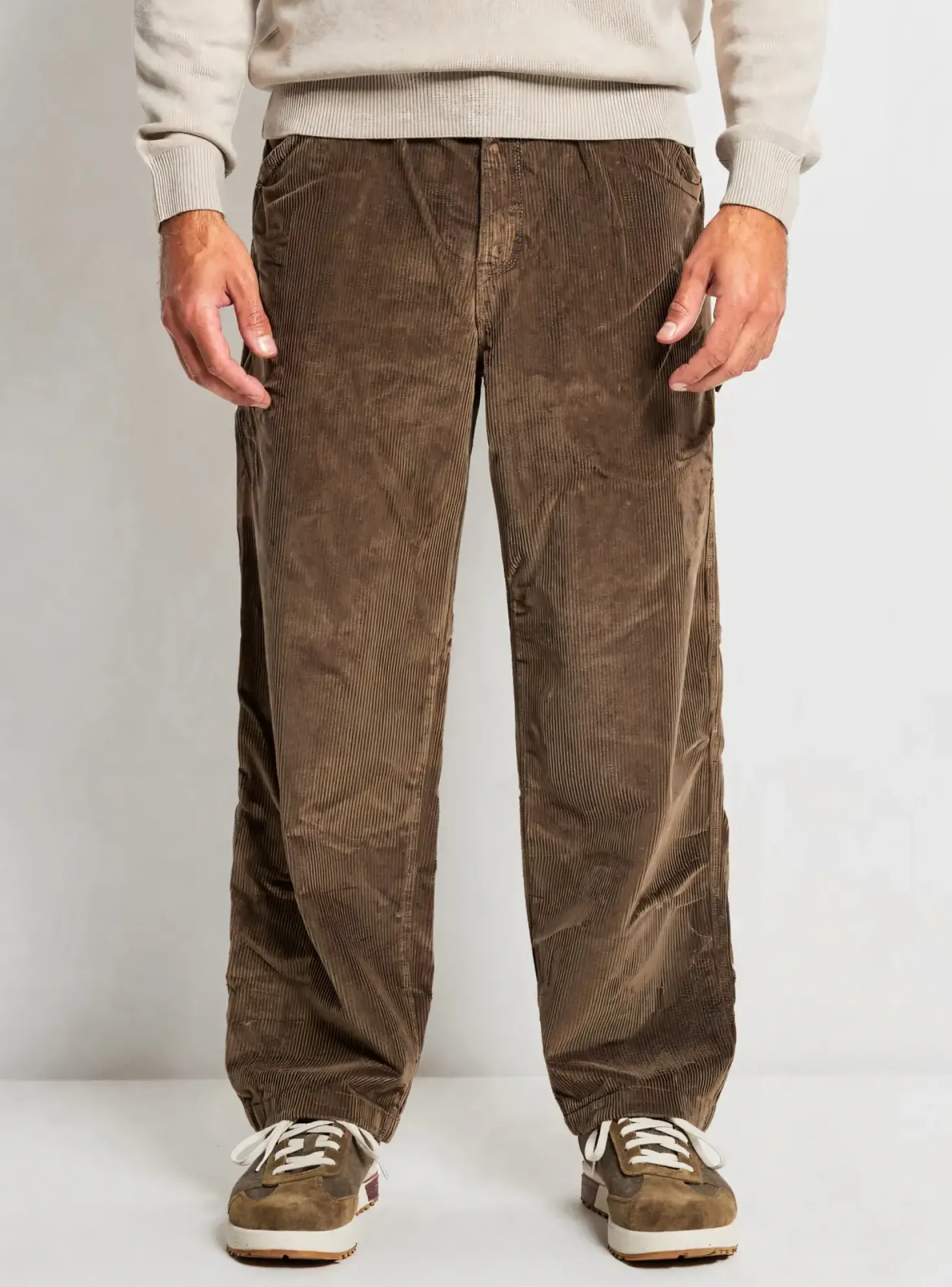 Pantalon Droit Superdry Marron Taille Normale