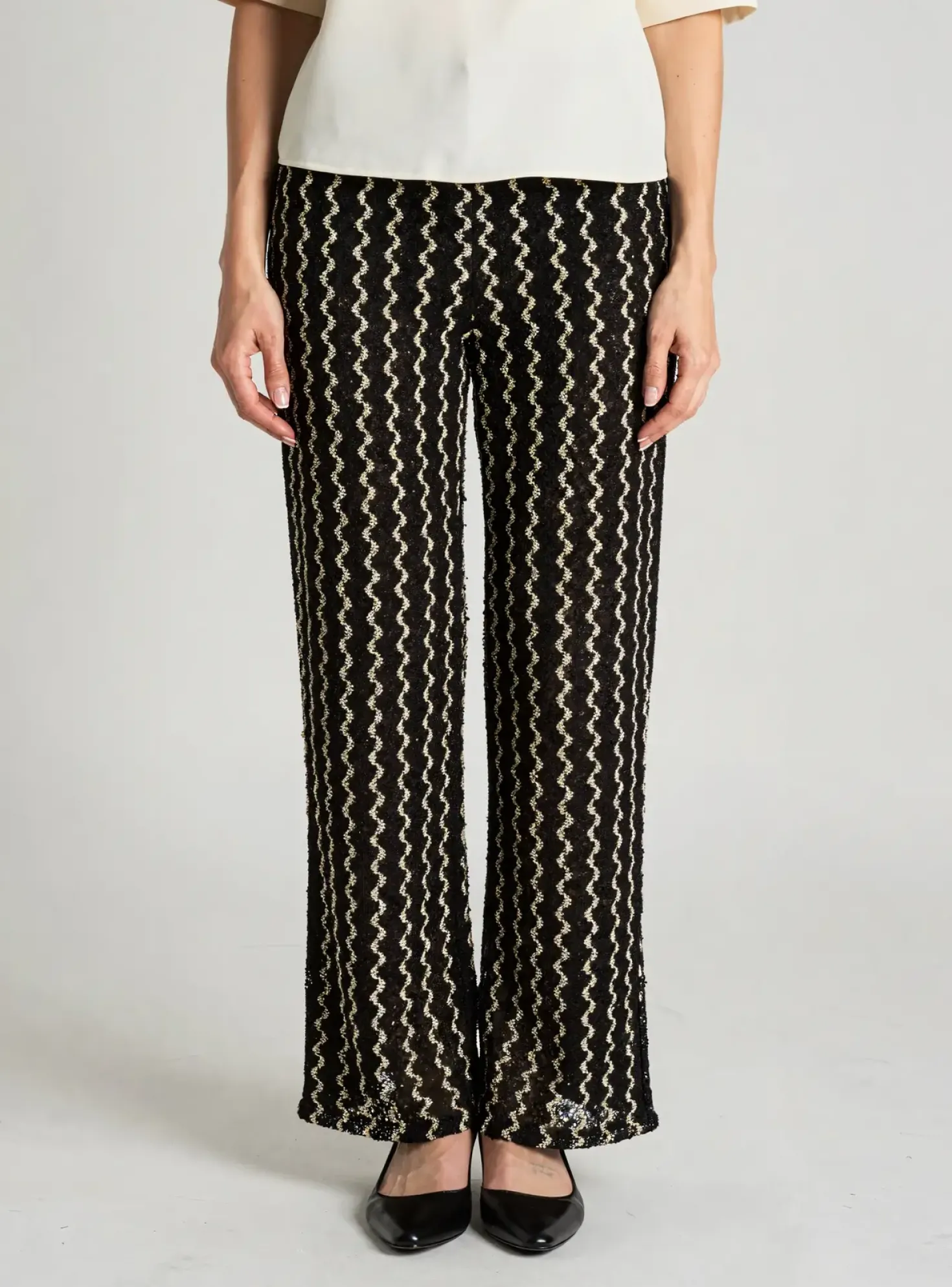 Pantalon Droit Vila Noir Taille Normale
