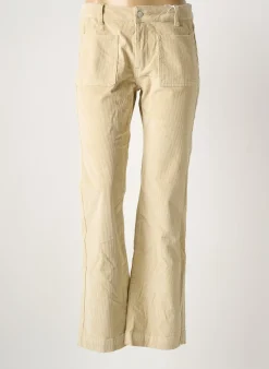 Pantalon Flare F.a.m. Beige Taille Haute