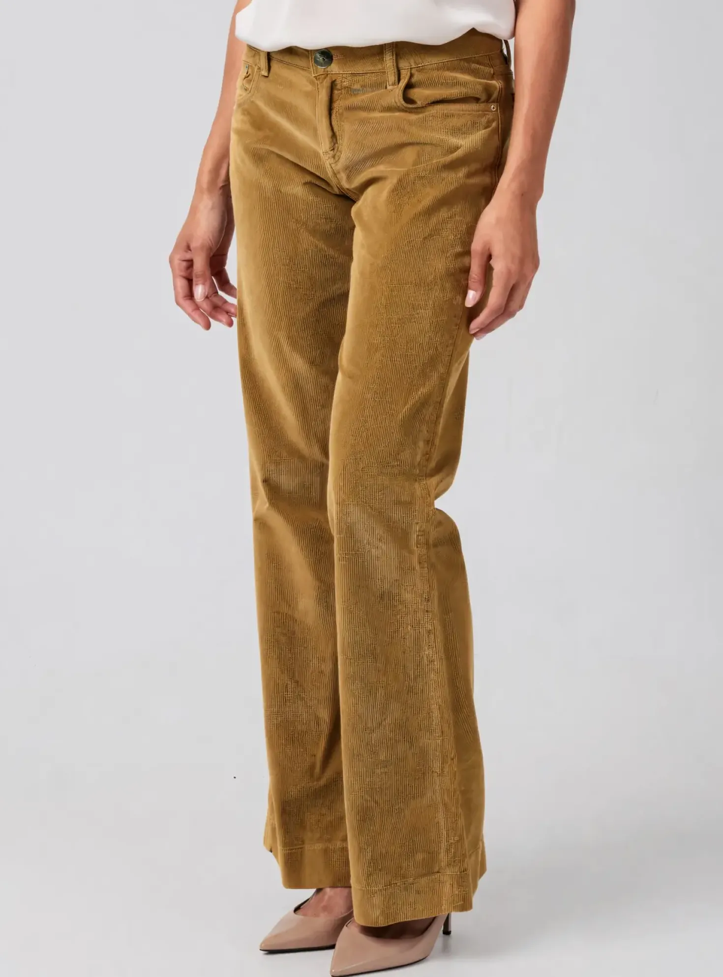 Pantalon Flare Five Pm Marron Taille Basse