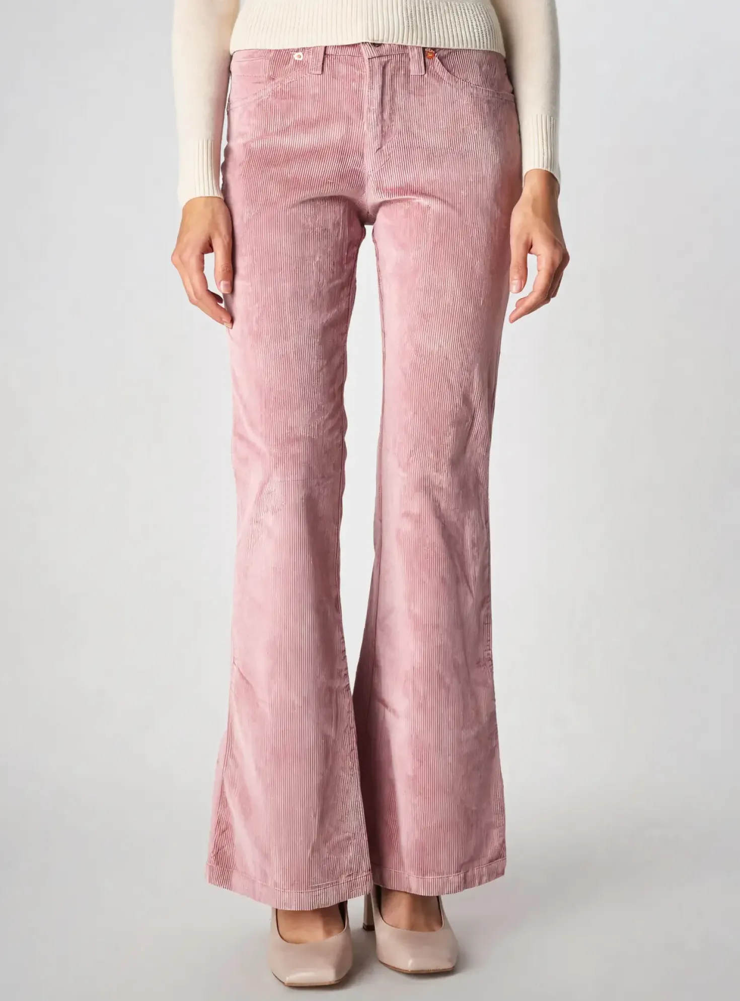 Pantalon Flare Waltron Rose Taille Normale