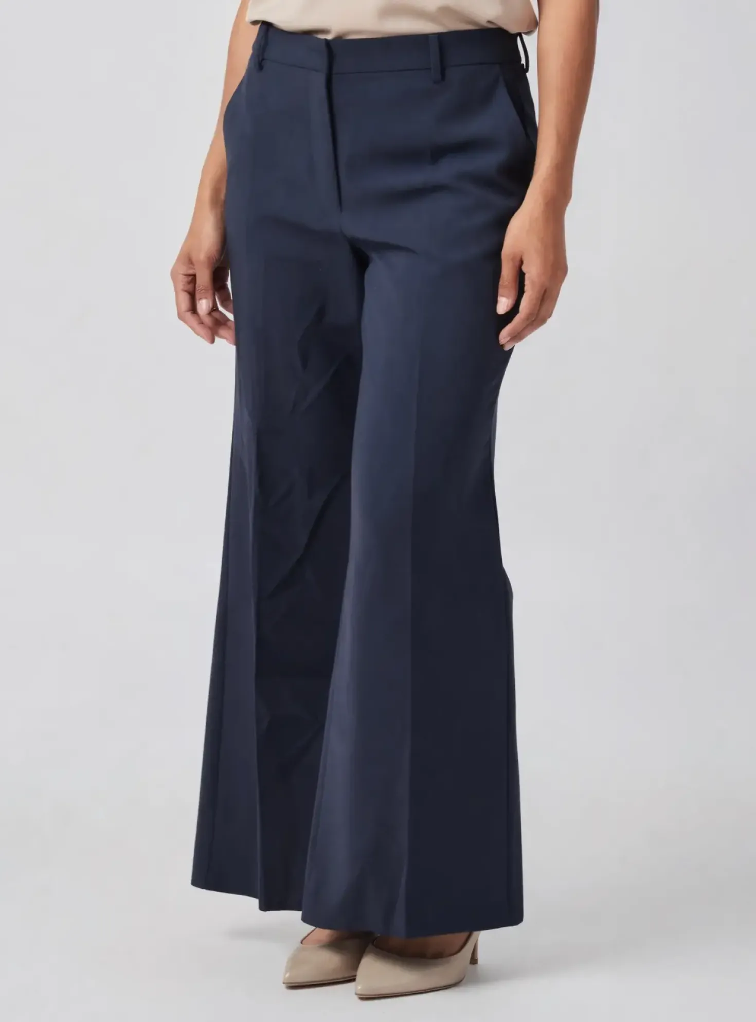 Pantalon Flare Weekend Maxmara Bleu Taille Haute