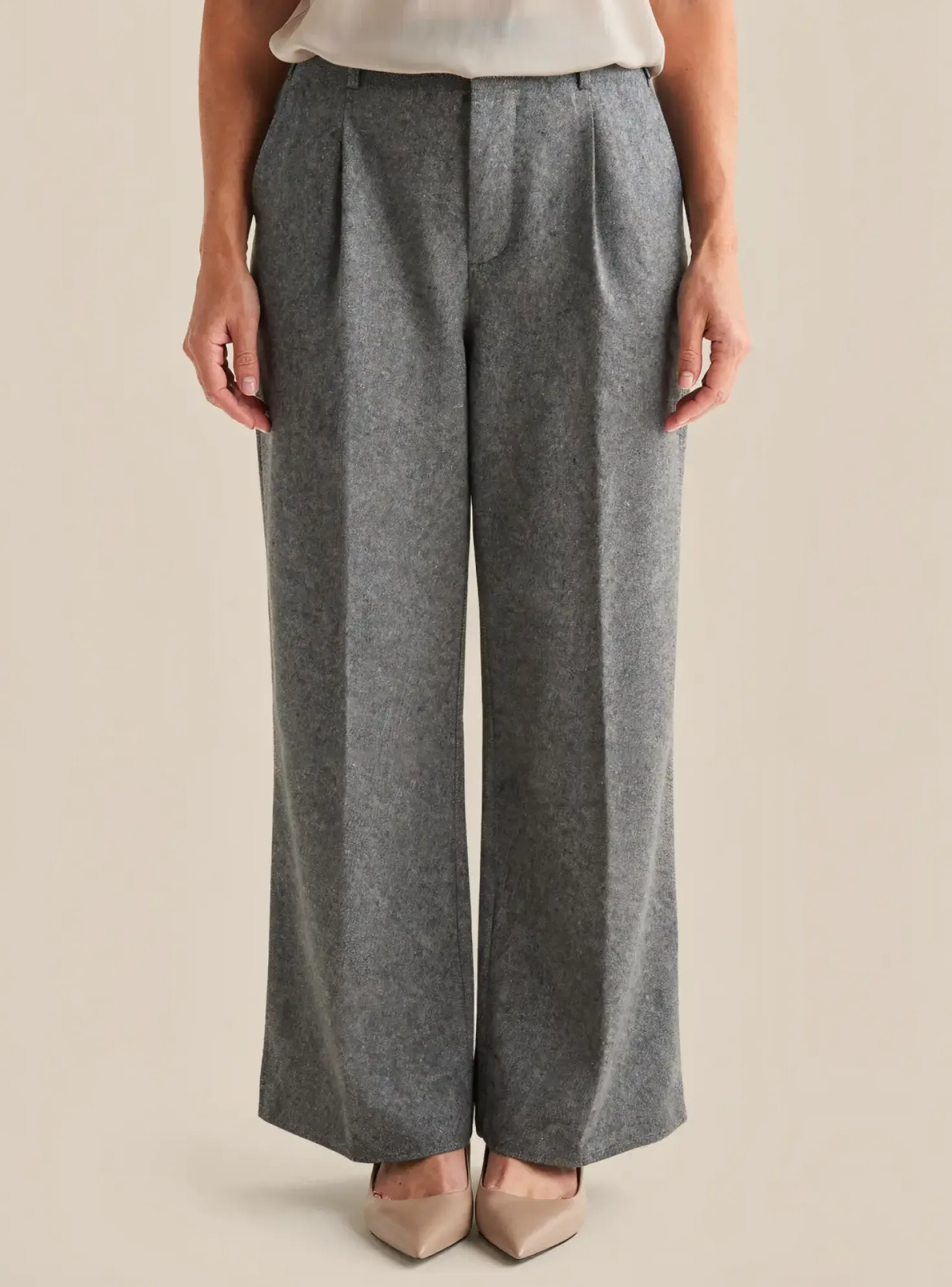 Pantalon Large Belle Pièce Gris Taille Normale
