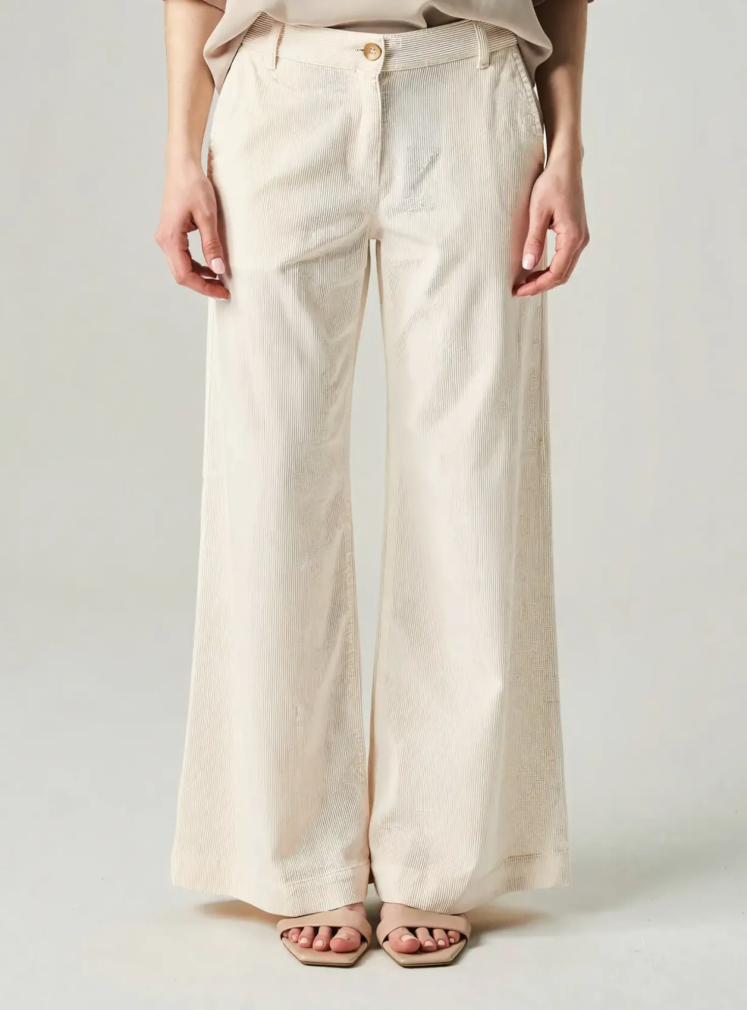 Pantalon Large Five Blanc Taille Normale