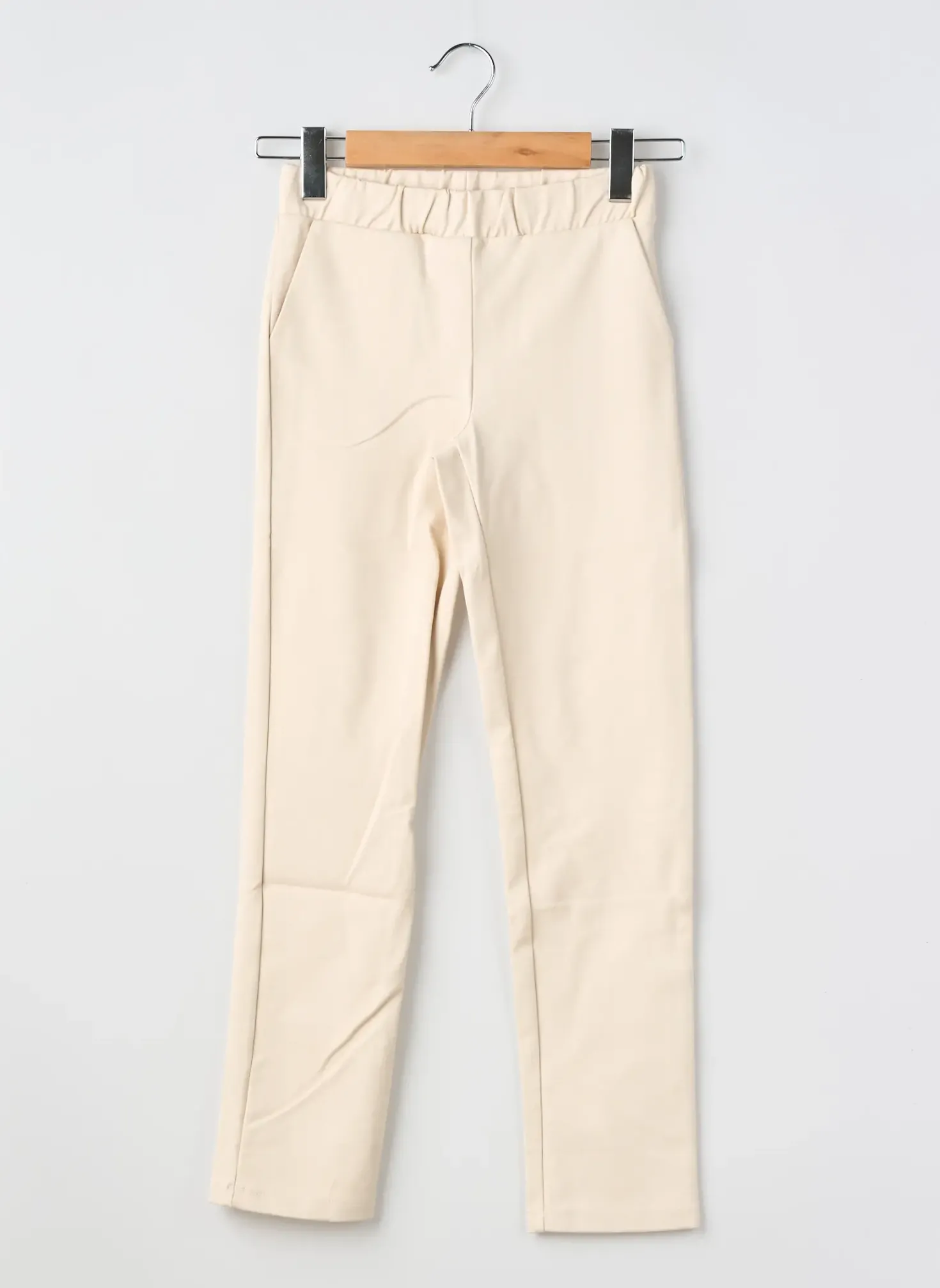 Pantalon Slim Geisha Beige Taille Élastique