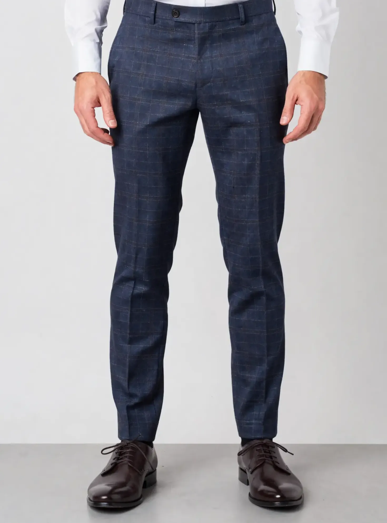 Pantalon Slim Luigi Morini Bleu Taille Haute