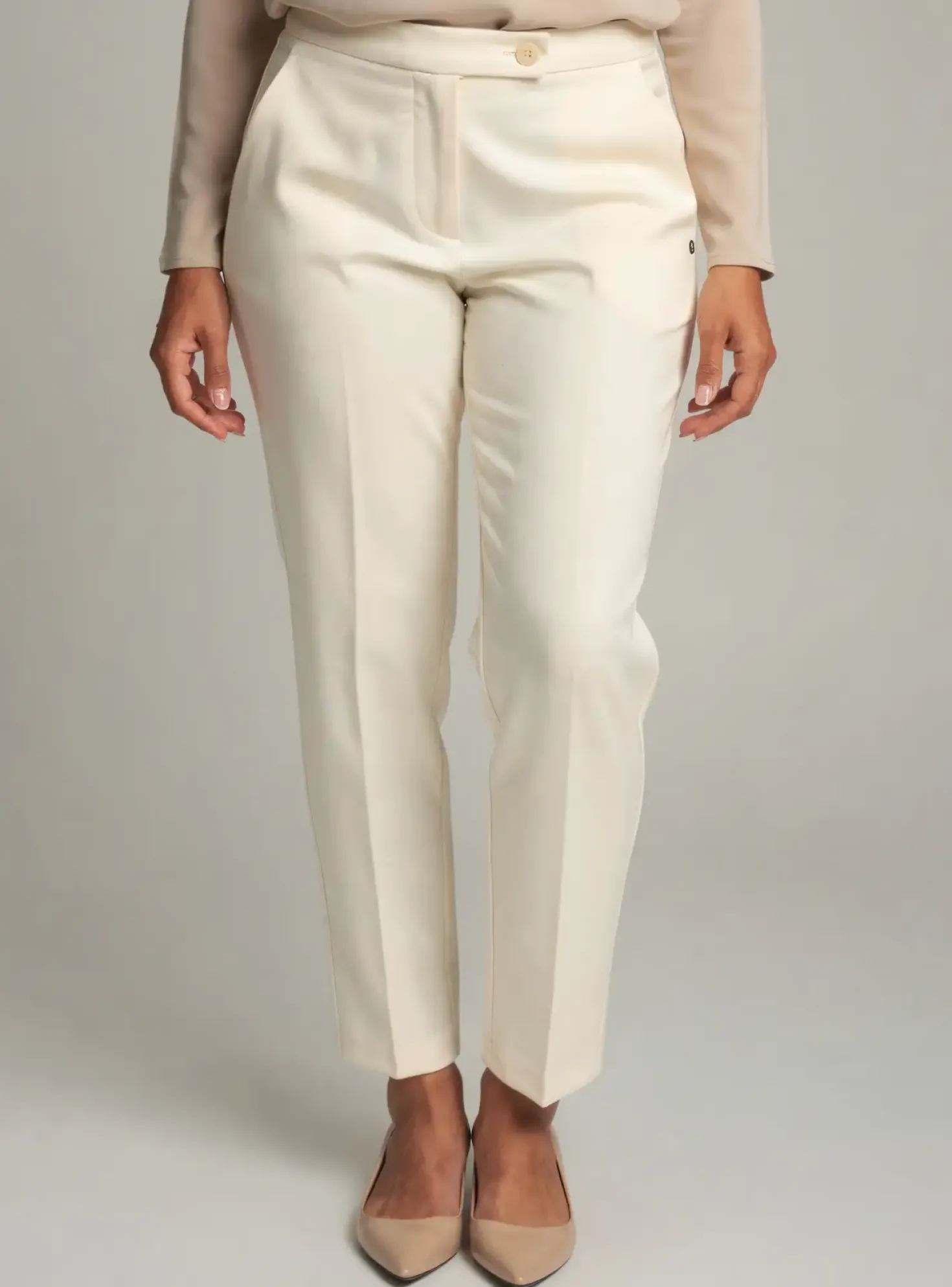 Pantalon Slim Surkana Beige Taille Haute