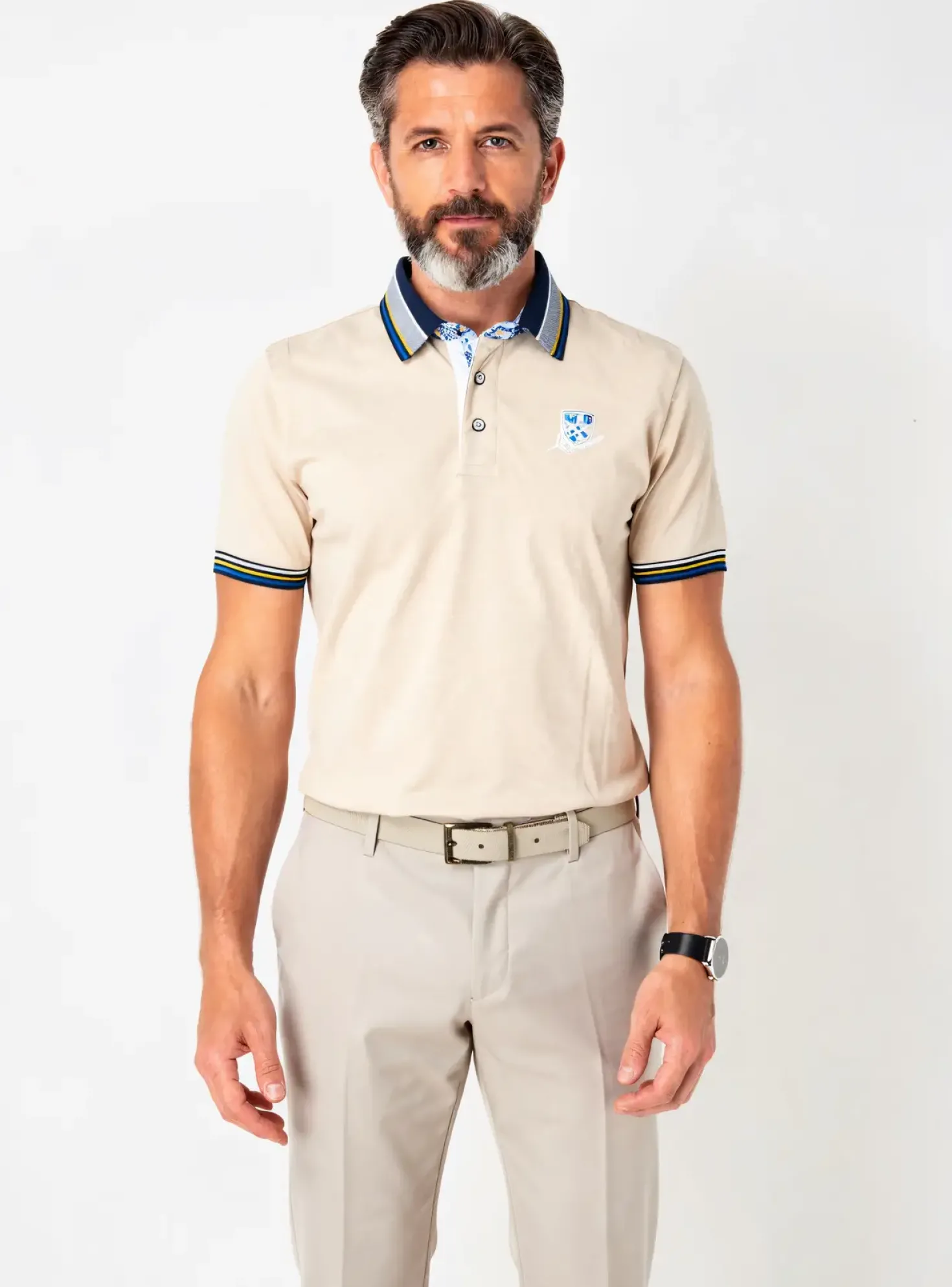 Polo Black Wellis Beige Manches Courtes