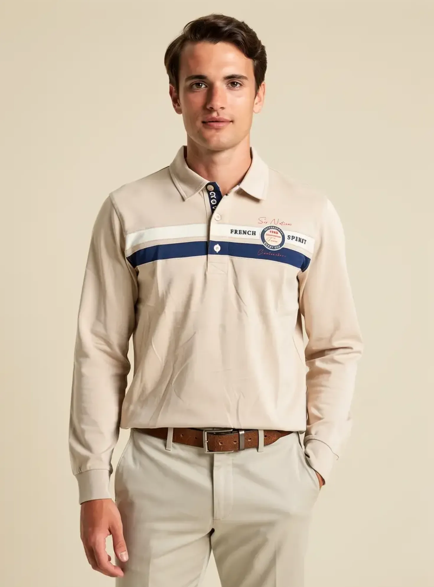 Polo Camberabero Beige Manches Longues
