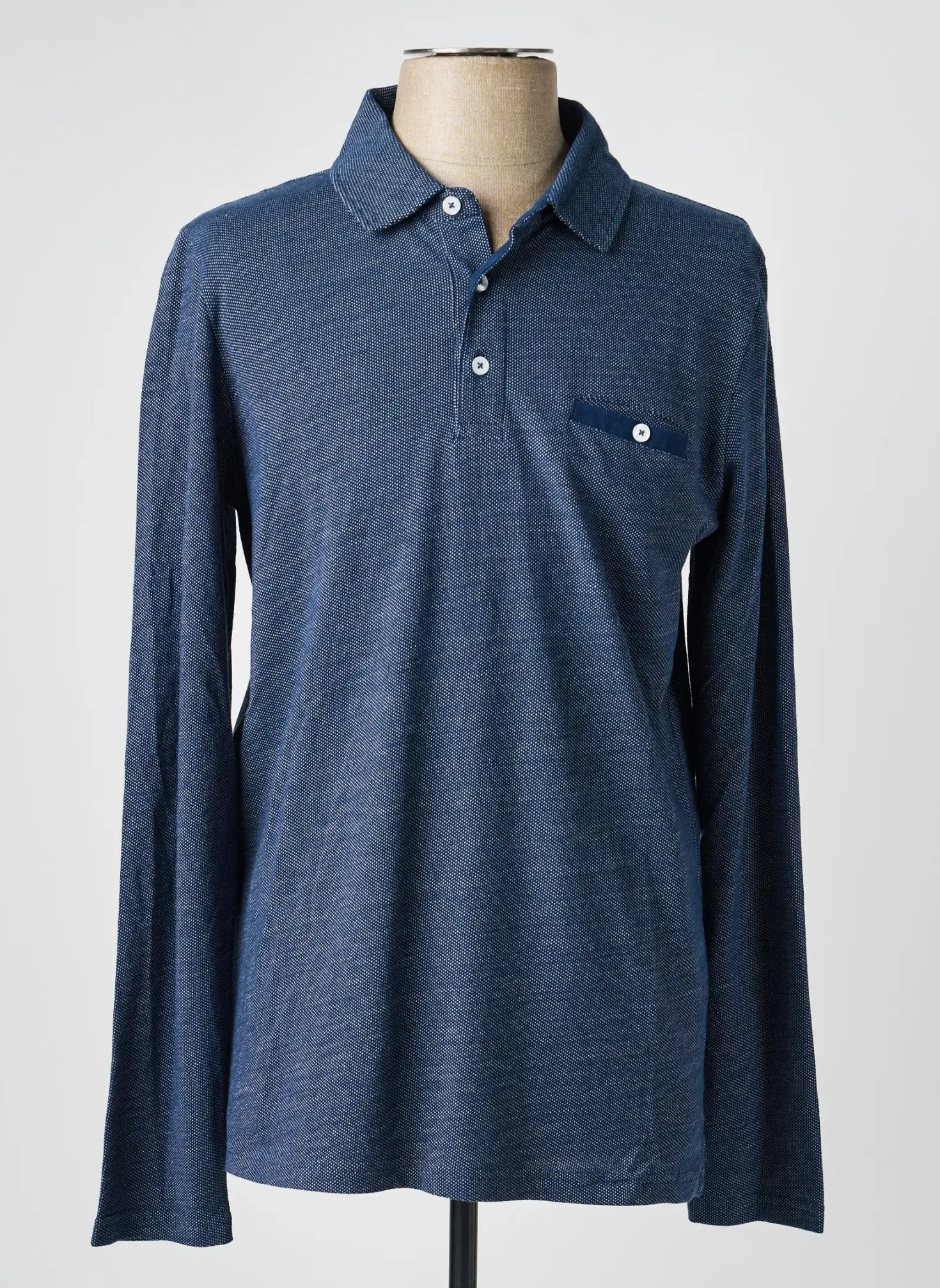 Polo Cambridge Bleu Manches Longues