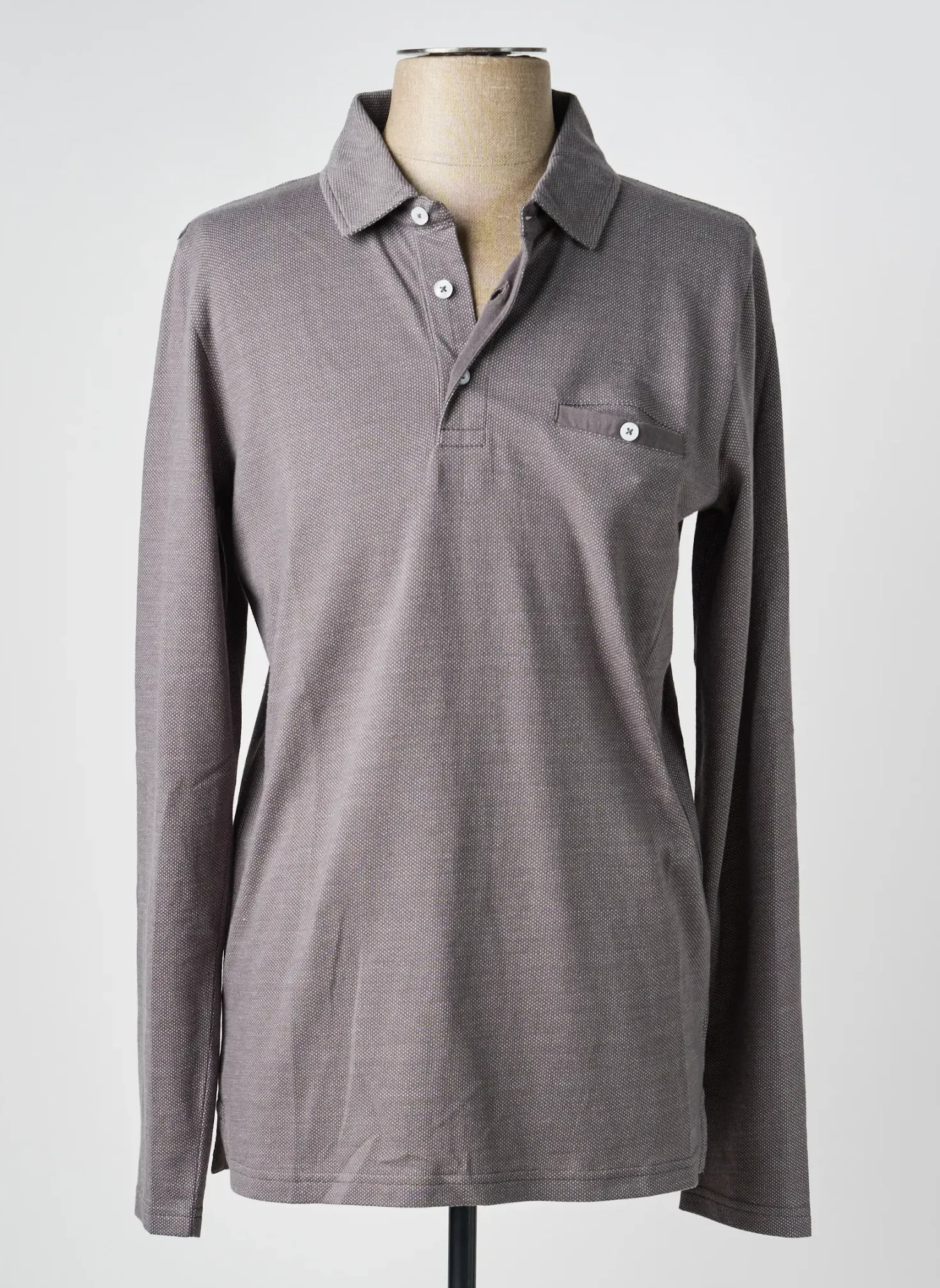 Polo Cambridge Gris Manches Longues