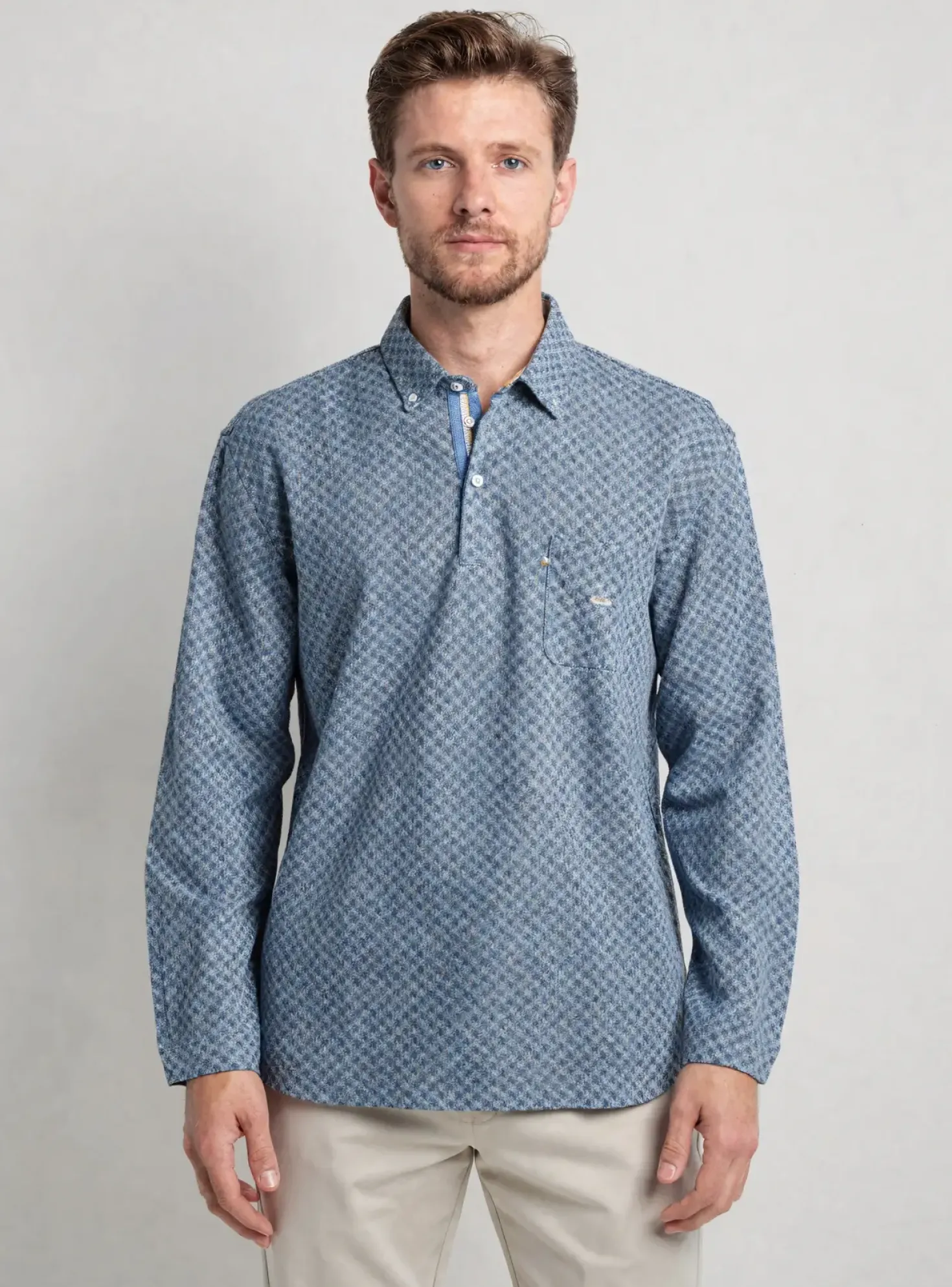 Polo Dario Beltran Bleu Manches Longues