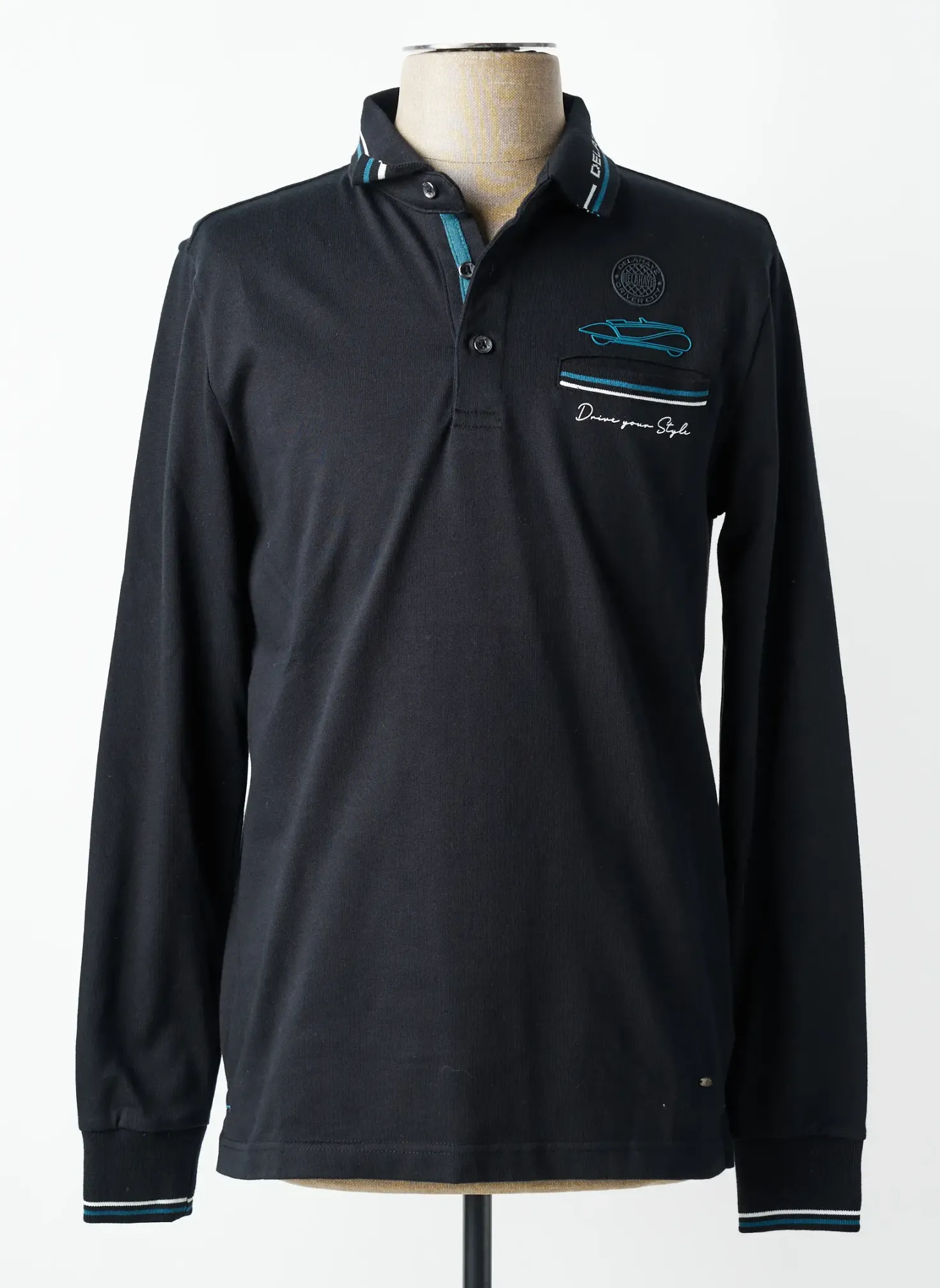 Polo Delahaye Noir Manches Longues