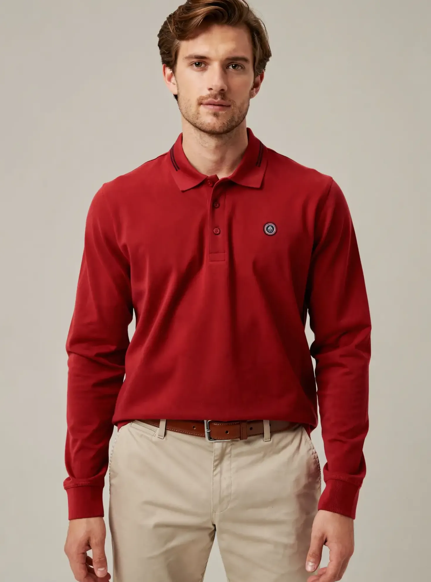 Polo Mat De Misaine Rouge Manches Longues