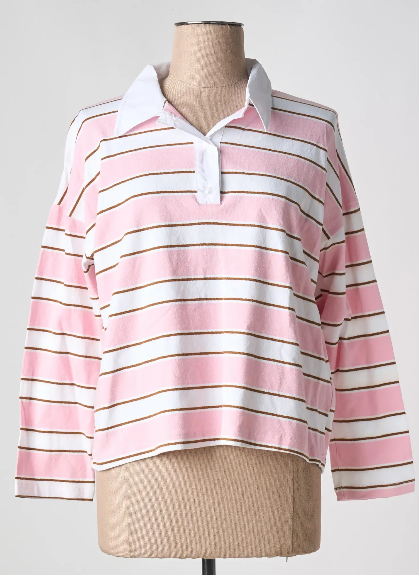 Polo Ninette Rose Manches Longues