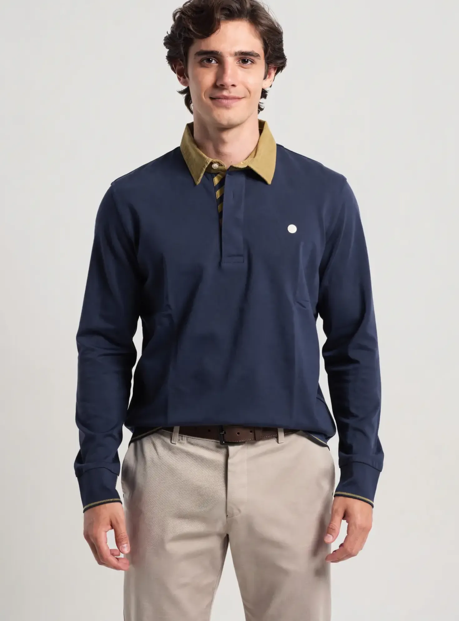 Polo Serge Blanco Bleu Manches Longues