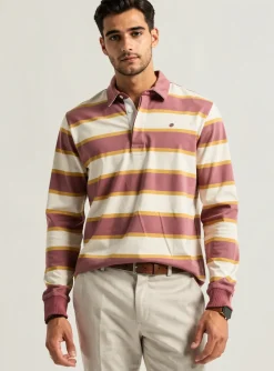 Polo Serge Blanco Rouge Manches Longues