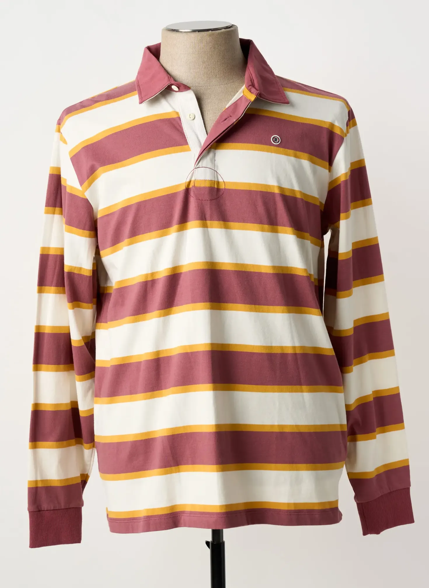 Polo Serge Blanco Violet Manches Longues