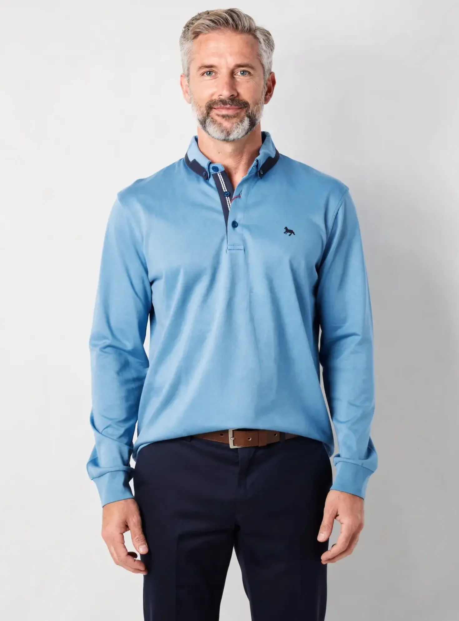Polo Stil Park Bleu Manches Longues