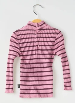 Pull Col Roulé Coudemail Rose Manches Longues