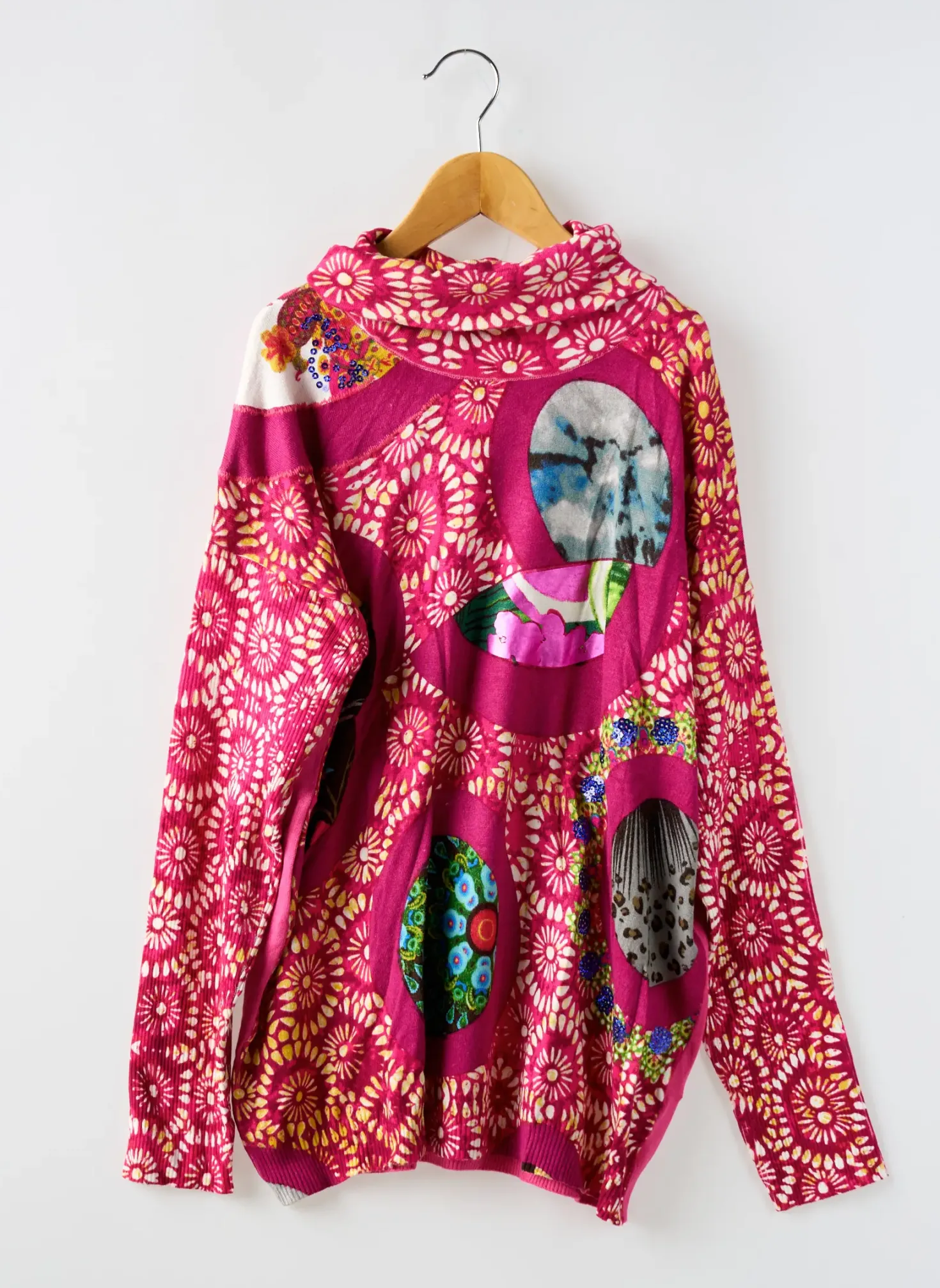 Pull Col Roulé Desigual Rose Manches Longues