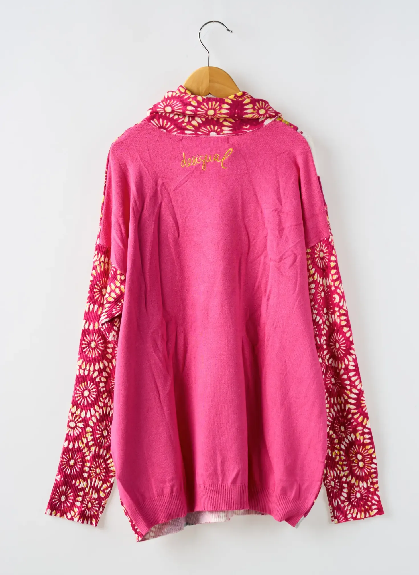 Pull Col Roulé Desigual Rose Manches Longues