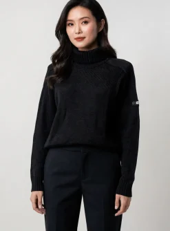 Pull Col Roulé Duger Noir Manches Longues