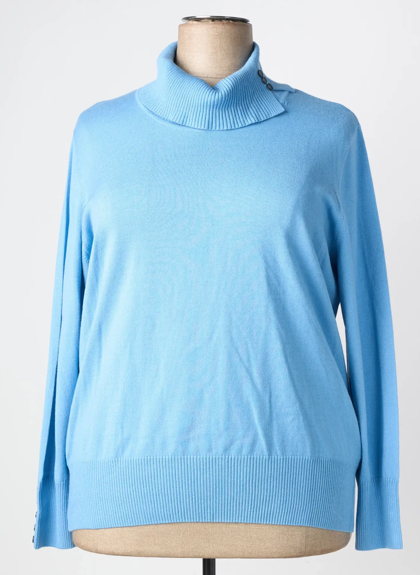 Pull Col Roulé Rabe Bleu Manches Longues