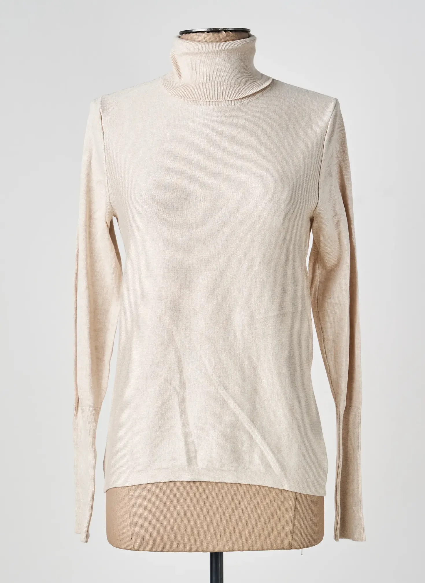 Pull Col Roulé Reserved Beige Manches Longues