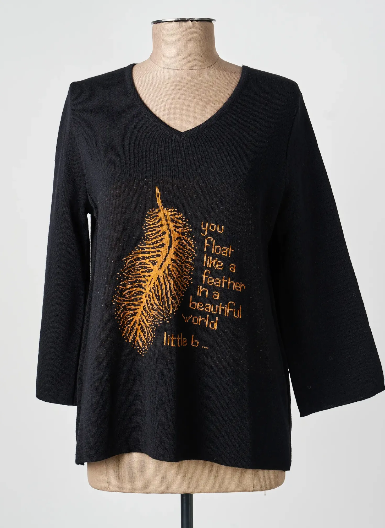 Pull Griffon Noir Manches 3/4