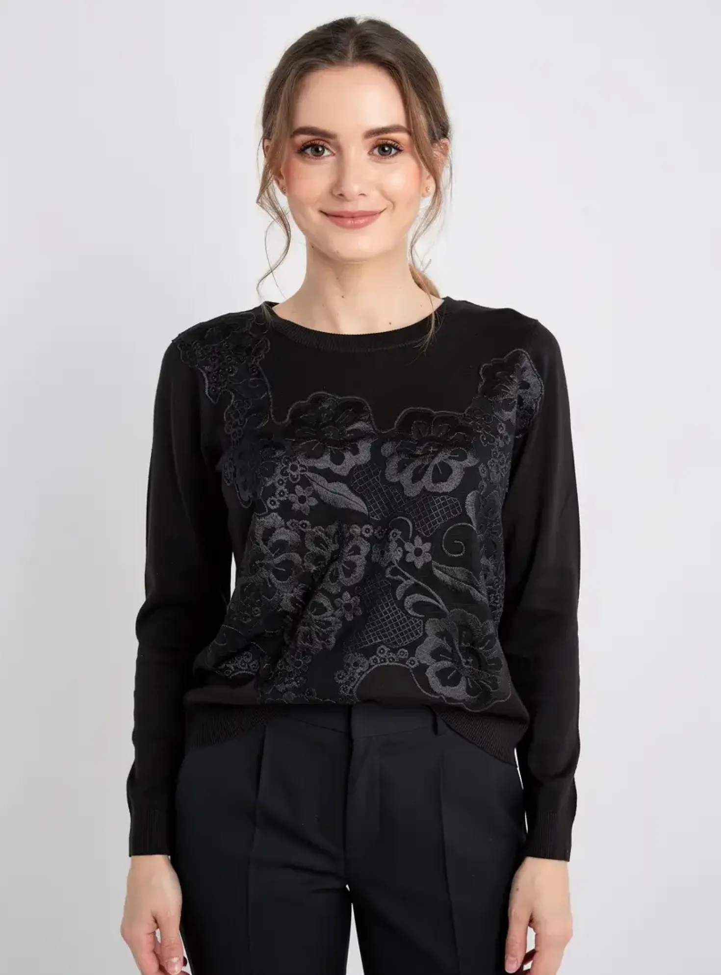 Pull Heine Noir Manches Longues