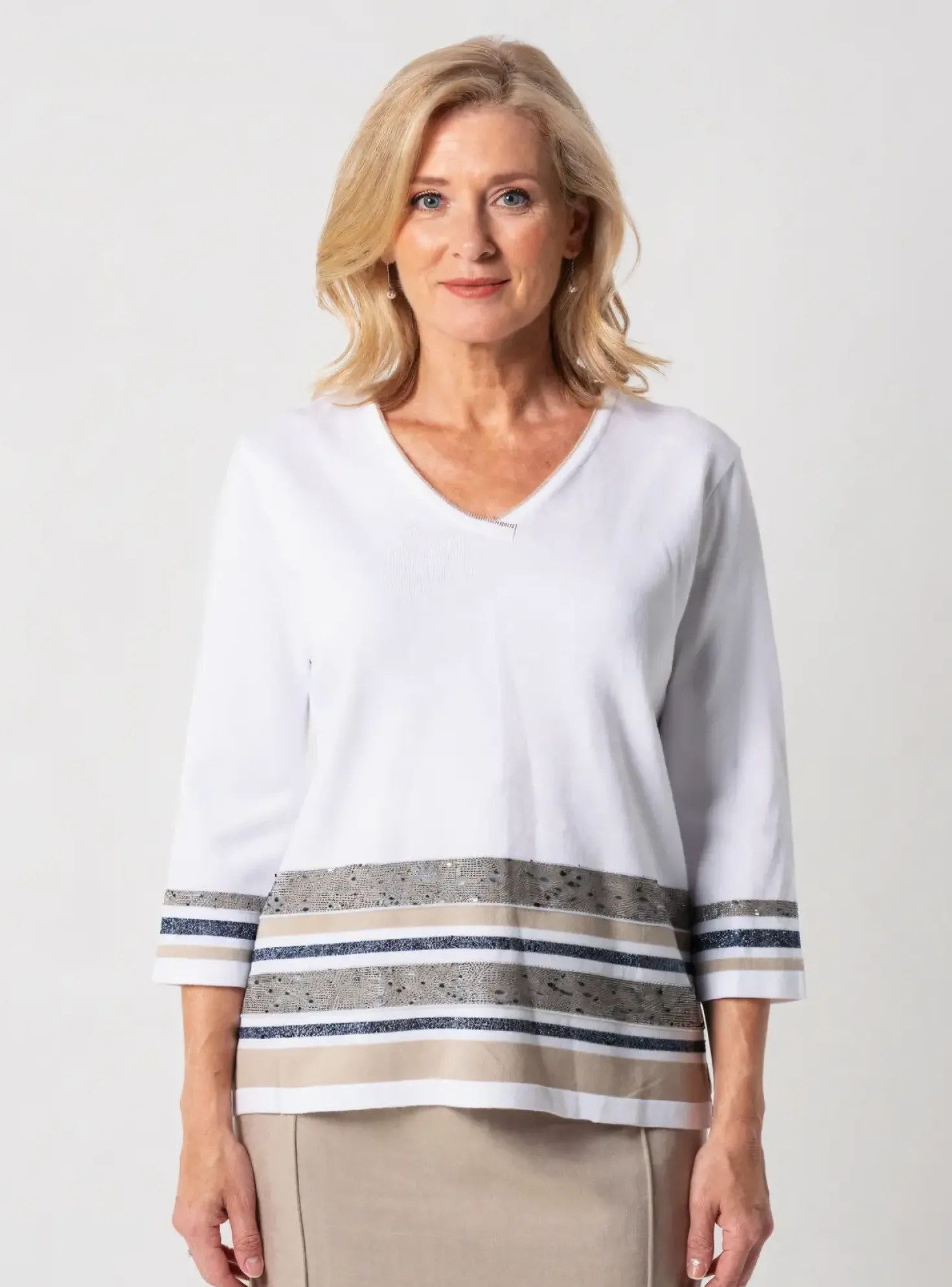 Pull I.odena Blanc Manches 3/4