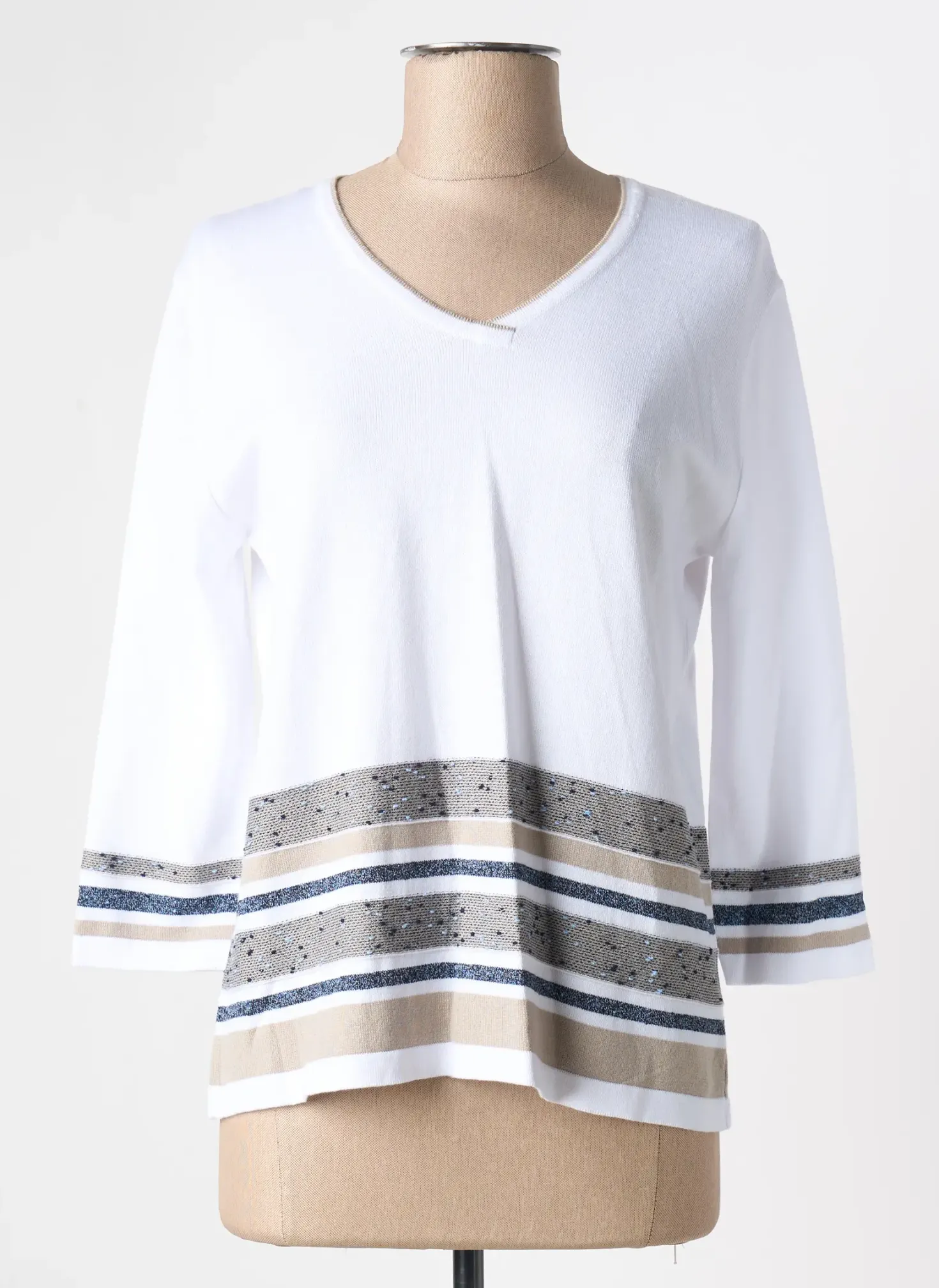 Pull I.odena Blanc Manches 3/4