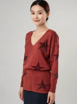 Pull Lauren Vidal Orange Manches Longues