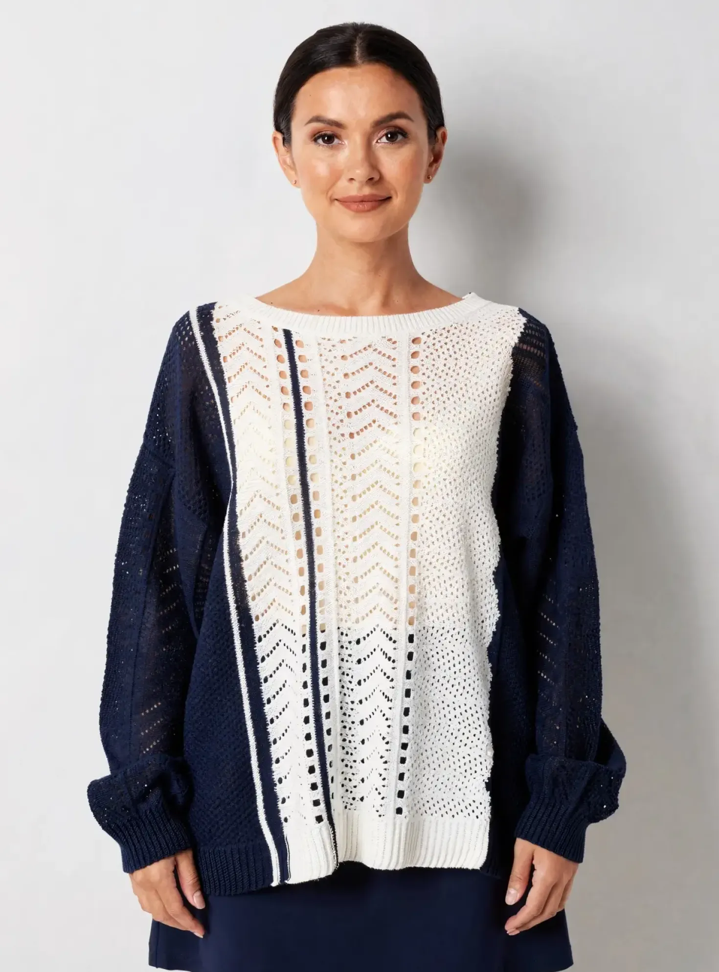 Pull Marina V Bleu Manches Longues