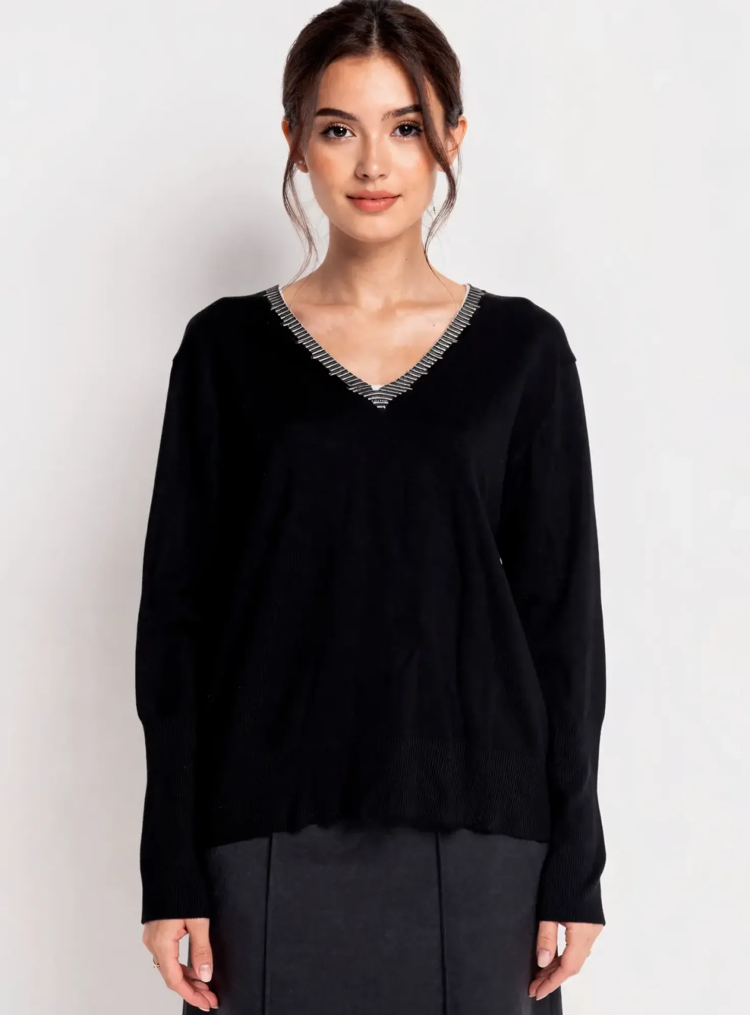 Pull Maud & Sacha Noir Manches Longues