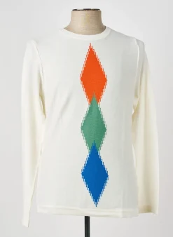 Pull Pierre Talamon Blanc Manches Longues