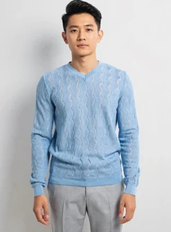 Pull Pierre Talamon Bleu Manches Longues