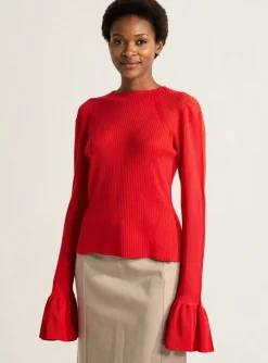 Pull Rotate Rouge Manches Longues