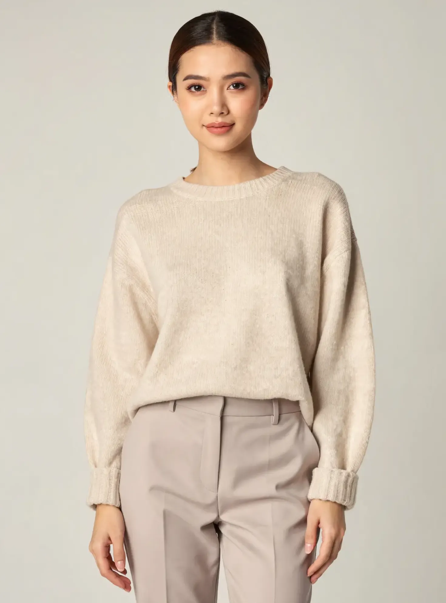 Pull Sans Marque Beige Manches Longues
