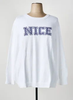 Pull Sheego Blanc Manches Longues