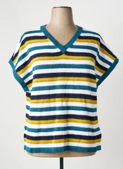 Pull Sheego Bleu Manches Courtes