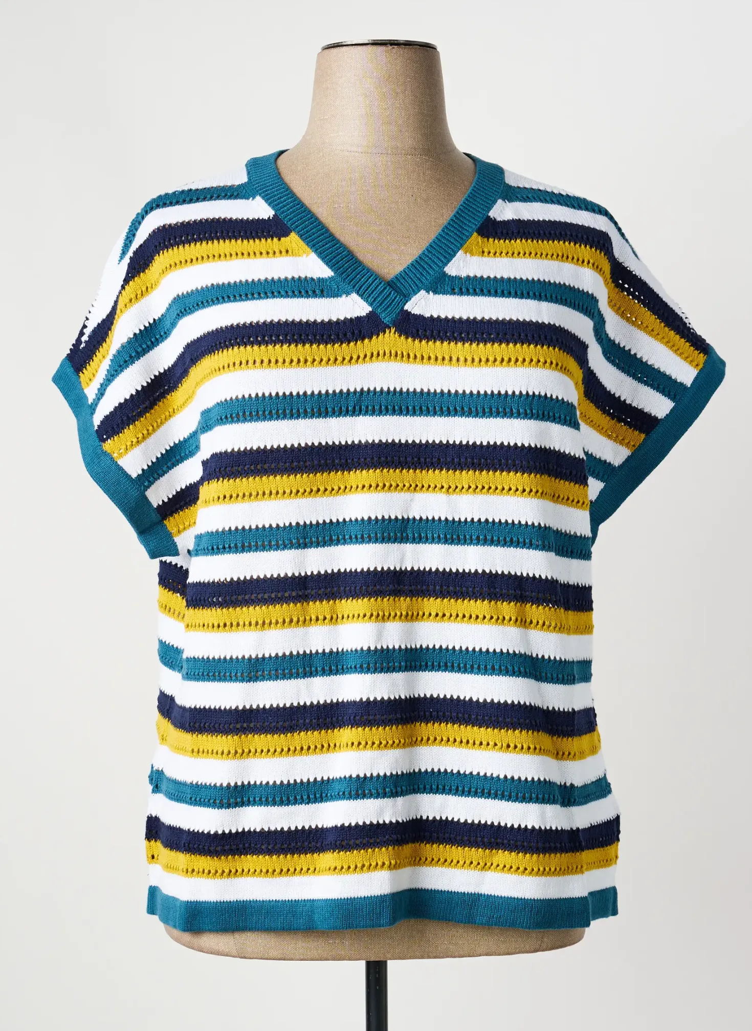 Pull Sheego Bleu Manches Courtes