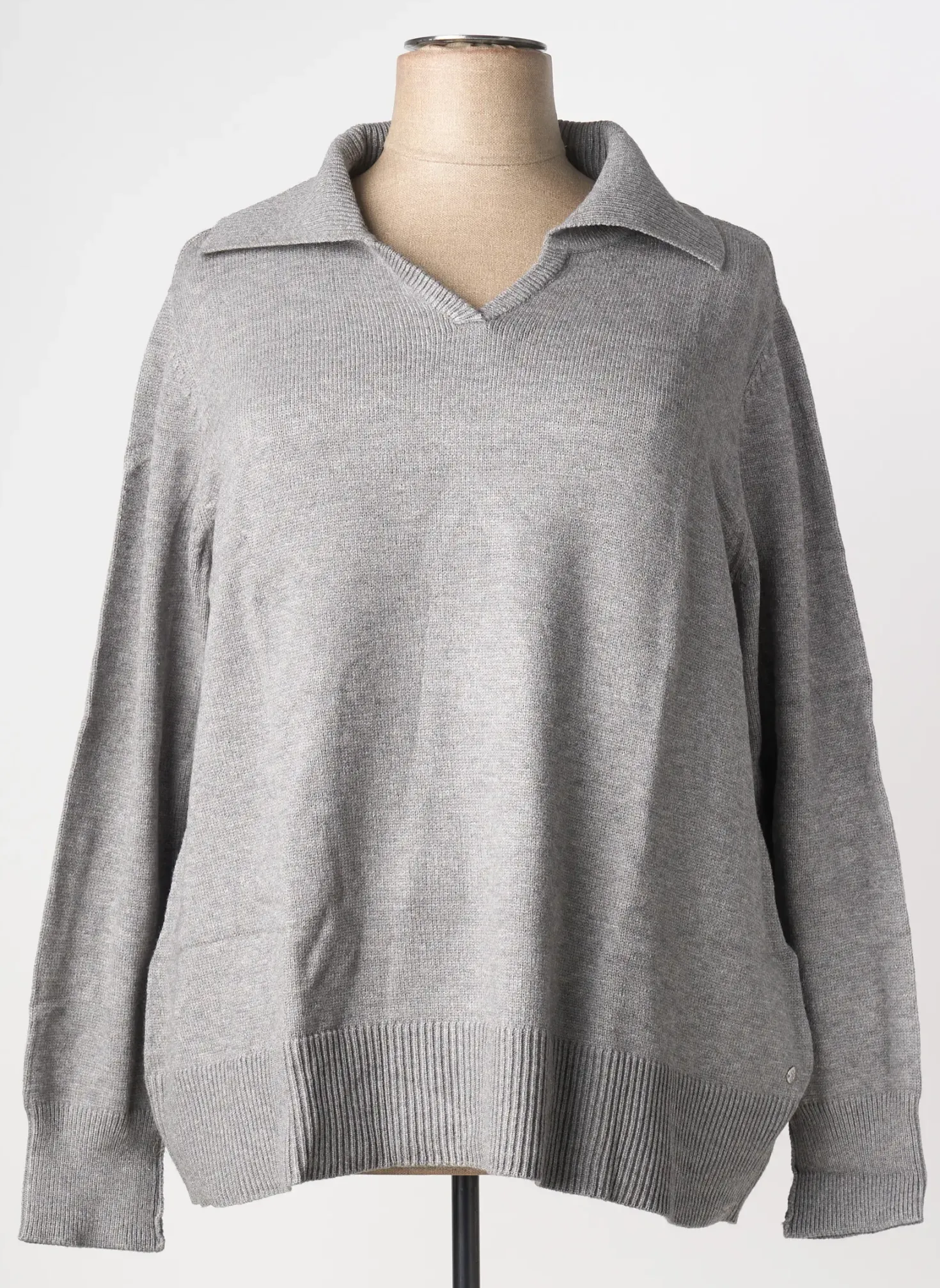 Pull Sheego Gris Manches Longues