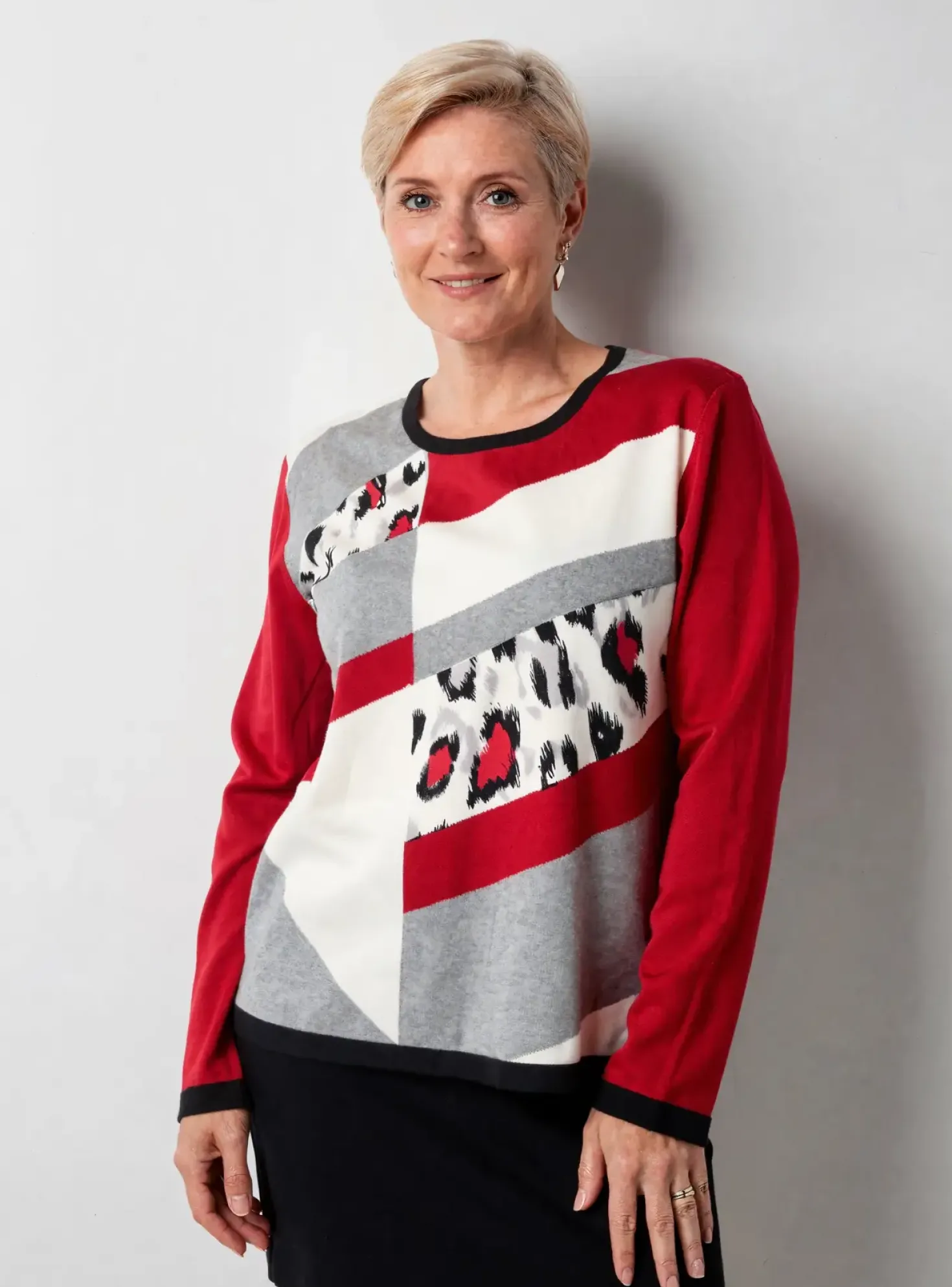 Pull Soie Pour Soi Rouge Manches Longues