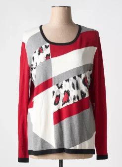 Pull Soie Pour Soi Rouge Manches Longues